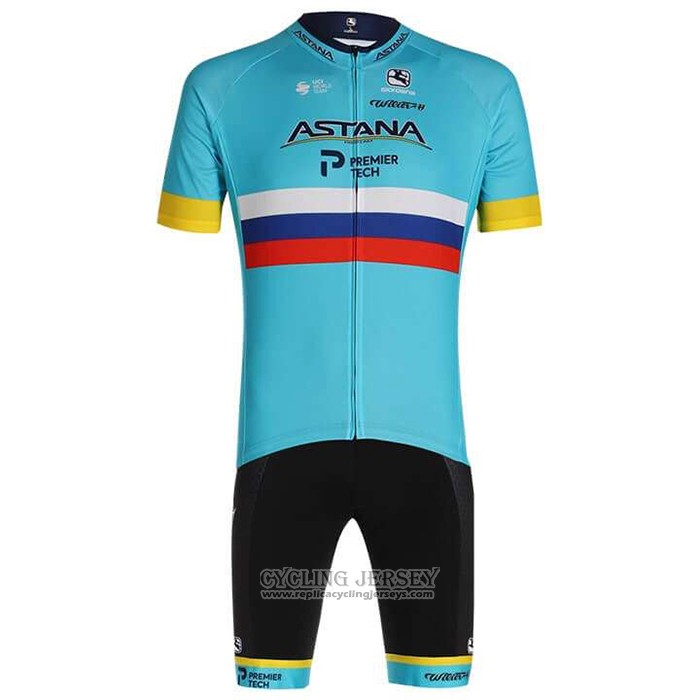 2020 Cycling Jersey Astana Champion Russia Short Sleeve And Bib Short